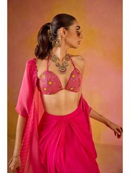 Old Marigold - Chaandni Hot Pink Embroidered Bikini Blouse