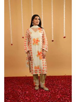 Rivaz Threads and Co - Fiza Pure Cotton Straight Kurta with Panel and Lace Detailing