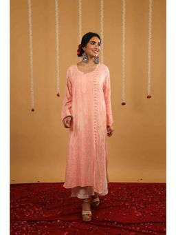 Rivaz Threads and Co - Fiza Pure Muslin Kurta In Soft Peach