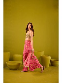 Old Marigold - Mannat Pink Muslin Blouse with Sharara and Dupatta