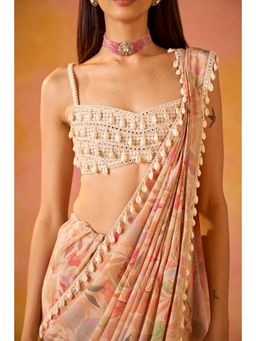 Old Marigold - Nihaar Cowrie Shell Embroidered Backless Off White Blouse