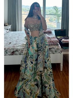 Old Marigold - Tasneem Tissue Blue Sharara with Blouse and Dupatta