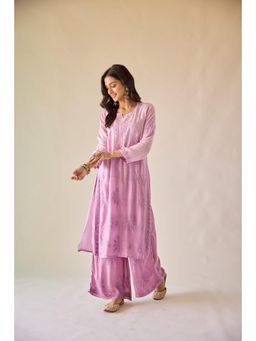 Old Marigold - Zarina Ombre Modal Embroidered Chikankari Lavender Kurta with Pant