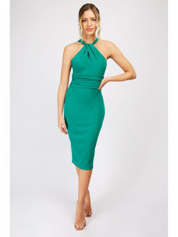 Trendyol - Emerald Green Twist Neck Midi Dress (UK 6)