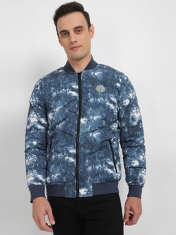 Allen Solly - Men Navy Print Full Sleeves Casual Jacket