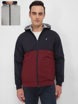 Allen Solly - Men Navy Patterned Full Sleeves Casual Jacket