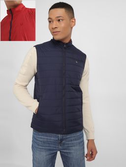 Allen Solly - Men Navy Solid Sleeveless Casual Jacket