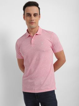 Allen Solly - Men Pink Print Polo Neck T-shirt