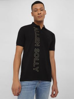 Allen Solly - Men Black Solid Polo Neck T-shirt