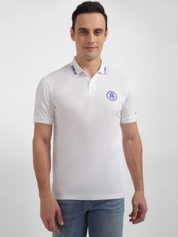 Allen Solly - Men White Solid Polo Neck T-shirt