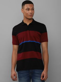 Allen Solly - Men Black Patterned Polo Neck T-shirt