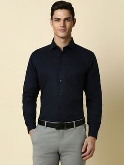 Allen Solly - Men Navy Slim Fit Solid Full Sleeves Formal Shirt