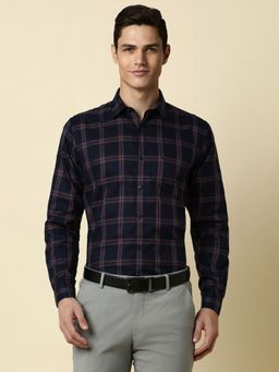 Allen Solly - Men Navy Slim Fit Check Full Sleeves Formal Shirt