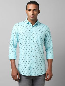 Allen Solly - Men Blue Slim Fit Print Full Sleeves Casual Shirts