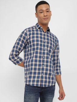 Allen Solly - Men Blue Slim Fit Check Full Sleeves Casual Shirts