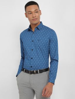 Allen Solly - Men Blue Slim Fit Print Full Sleeves Formal Shirt