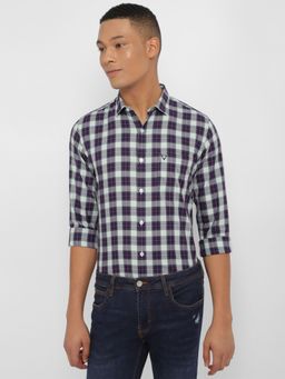 Allen Solly - Men Purple Slim Fit Check Full Sleeves Casual Shirts