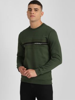 Allen Solly - Men Olive Crew Neck Full Sleeves Casual Sweatshirt