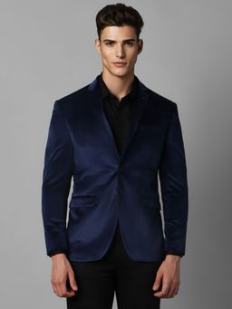 Louis Philippe - Men Navy Slim Fit Solid Party Blazer