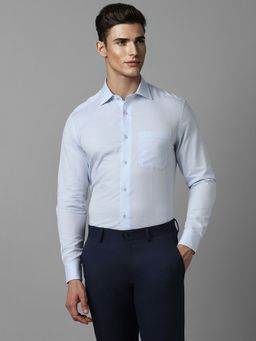 Louis Philippe - Men Blue Classic Fit Textured Full Sleeves Formal Shirt