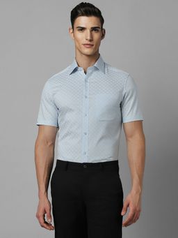 Louis Philippe - Men Blue Classic Fit Print Half Sleeves Formal Shirt