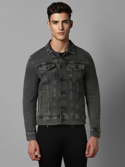 Louis Philippe - Men Casual Grey Solid Jackets