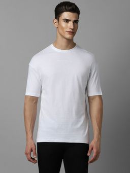 Louis Philippe - Men White Solid Crew Neck T-shirt