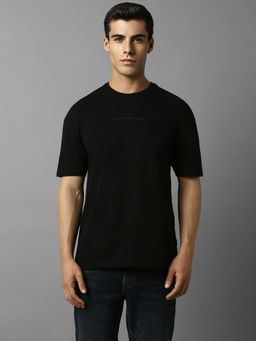 Louis Philippe - Men Black Solid Crew Neck T-shirt