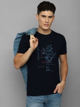 Louis Philippe - Men Navy Graphic Print Crew Neck T-shirt