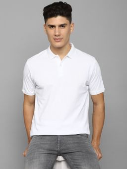 Louis Philippe - Men White Solid Polo Neck T-shirt