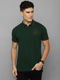 Louis Philippe - Men Green Solid Polo Neck T-shirt
