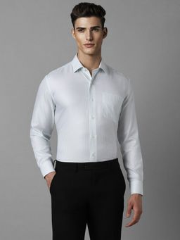 Louis Philippe - Men Blue Classic Fit Stripe Full Sleeves Formal Shirt