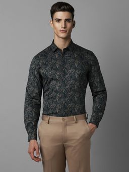 Louis Philippe - Men Green Classic Fit Print Full Sleeves Formal Shirt
