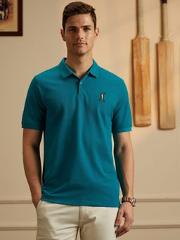 Peter England - Men Blue Breathable Cotton Rich Polo T-Shirt