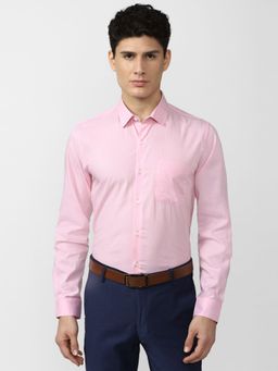 Peter England - Men Pink Slim Fit Formal Full Sleeves Formal Shirt