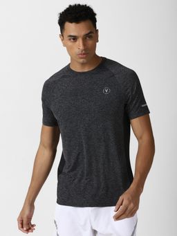 Van Heusen - Men Grey Textured Crew Neck T-shirt