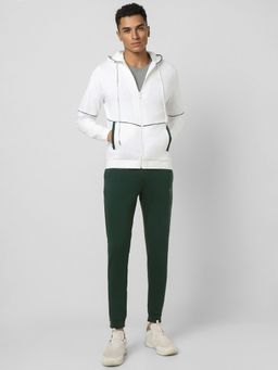 Van Heusen - Men White Solid Casual Jacket and Track Pants (Set of 2)