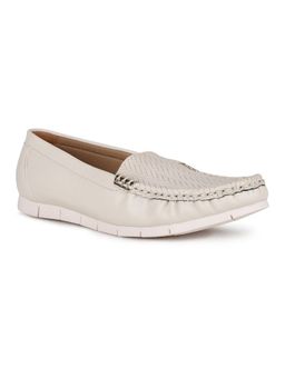 Inc.5 - Women Cream Party Solid Pattern Round Toe Loafers