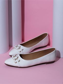 Inc.5 - Women White Party Solid Pointed Toe Ballerinas