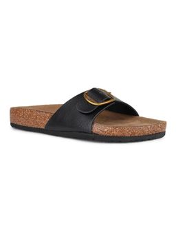 Inc.5 - Women Black Casual Solid Pattern Open Toe Slip-On Sandals