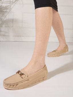 Inc.5 - Women Beige Party Solid Round Toe Loafers
