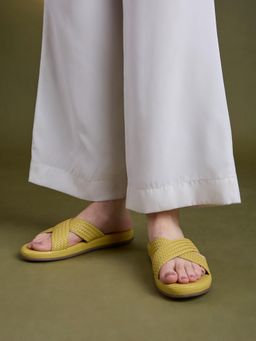 Inc.5 - Women Yellow Casual Embroidered Open Toe Slip On Sandals