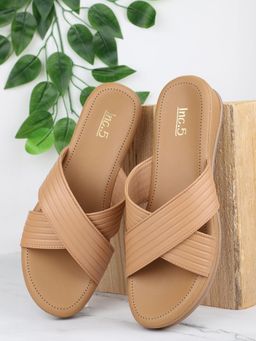 Inc.5 - Women Beige Casual Solid Pattern Open Toe Sandals