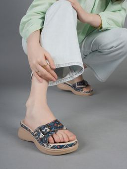 Liscott - Blue Comfortable Sandal Heels for Women