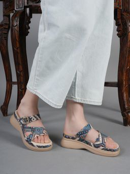 Liscott - Blue Comfortable Sandal Heels for Women