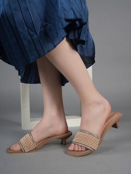 Liscott - Taupe Comfortable Sandal Heels for Women