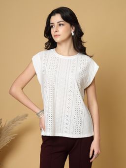 Gipsy - White Cap Round Neck T-shirt