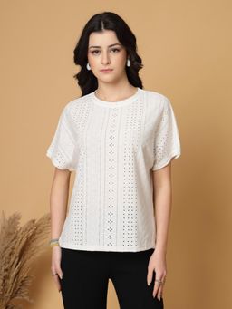 Gipsy - White Half Sleeves Round Neck T-shirt