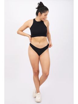 BASIQ. - Seamless Thong Underwear Black Mid Waist
