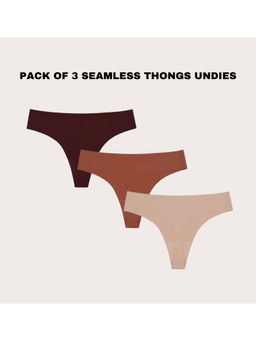 BASIQ. - Seamless Thong Underwear Mid Waist Multi-Color (Pack of 3)